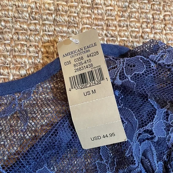 NWT Navy Blue Lace Blouse by American Eagle - Picture 4 of 8